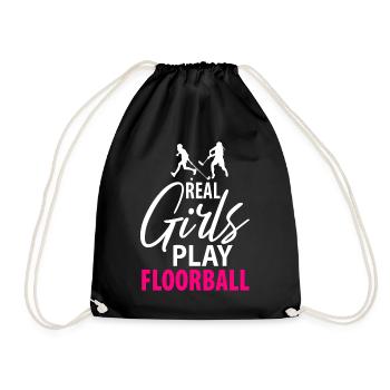 Floorball Florballerin Damen Frauen Mädchen - Turnbeutel - Schwarz - Vorne