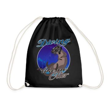 diving diving like no otter oxy ocean diving - Drawstring Bag - black - Front