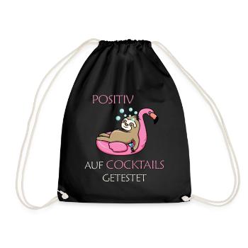 Positiv auf COCKTAILS getestet - Lustiges Faultier - Turnbeutel - Schwarz - Vorne