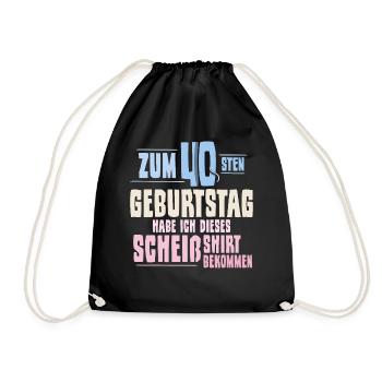 40. Geburtstag - Turnbeutel - Schwarz - Vorne