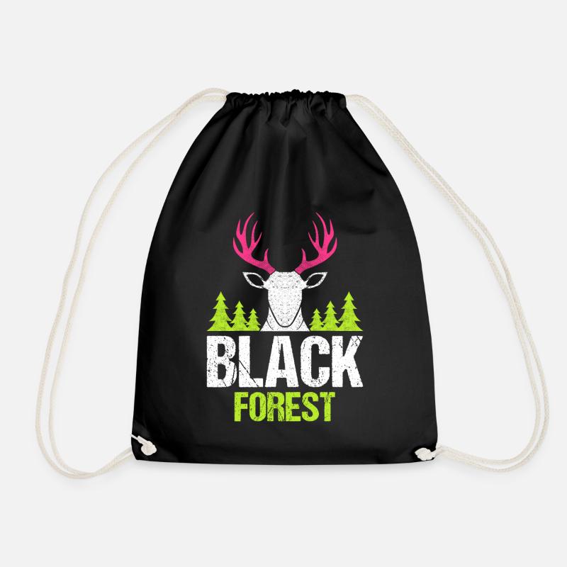 Black Forest Deer Antler Pink - Drawstring Bag - black