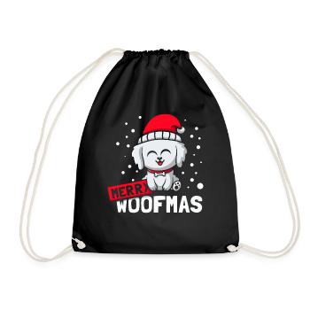 Merry Woofma's dog Christmas - Drawstring Bag - black - Front