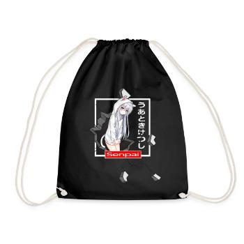 anime gamer sad girl japan bad senpai egirl manga - Drawstring Bag - black - Front