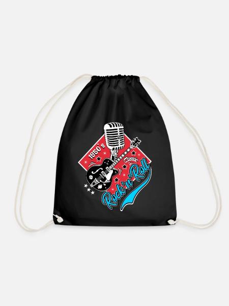 Rockabilly Guitar Rock and roll Music Rocker - Drawstring Bag - black