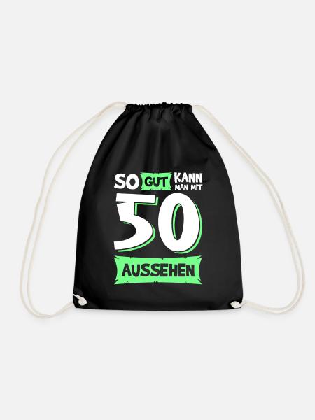 So gut kann man mit 50 aussehen 50. Geburtstag - Turnbeutel - Schwarz