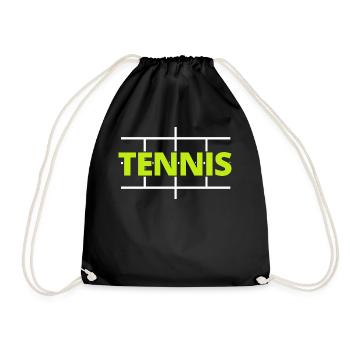 tennis / Tennis / Tennis spieler / Tennis Spielen - Turnbeutel - Schwarz - Vorne