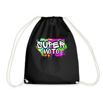 Supermoto / Supermotard / Supermoto Wheelie Biker - Drawstring Bag - black - Front