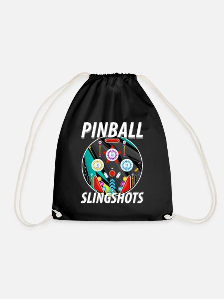 Pinball Slingshots Pinball Machine - Drawstring Bag - black