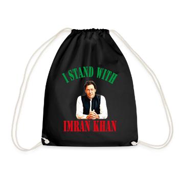 I Stand With Imran Khan Pakistan PTI Party - Drawstring Bag - black - Front