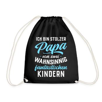 Ich bin stolzer Papa von 2 fantastischen Kindern - Turnbeutel - Schwarz - Vorne
