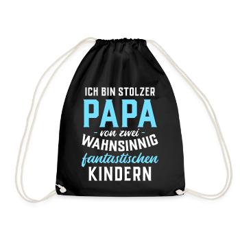 Ich bin stolzer Papa von 2 fantastischen Kindern - Turnbeutel - Schwarz - Vorne