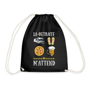 La retraite m attend bière caravane pizza tongs - Sac de sport léger - noir - Devant