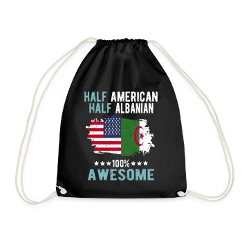 Halb Amerikaner Halb Albaner - Turnbeutel - Schwarz - Vorne