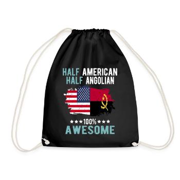 Half American Half Angolier - Drawstring Bag - black - Front