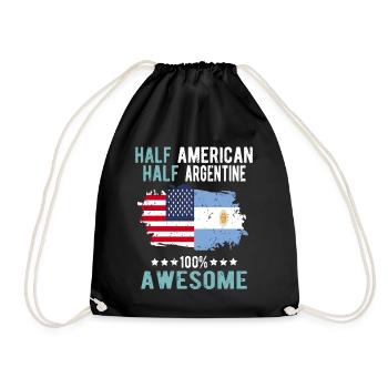 Halb Amerikaner Halb Argentiner - Turnbeutel - Schwarz - Vorne