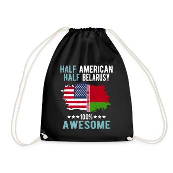 Half American Half Belarusian - Drawstring Bag - black - Front
