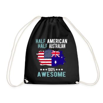 Halb Amerikaner Halb Australier - Turnbeutel - Schwarz - Vorne