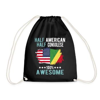 Halb Amerikaner Halb Kongolese - Turnbeutel - Schwarz - Vorne