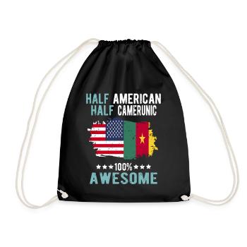 Half American Half Cameroonian - Drawstring Bag - black - Front