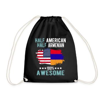 Halb Amerikaner Halb Armenier - Turnbeutel - Schwarz - Vorne