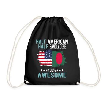 Half American Half Bangladeshi - Drawstring Bag - black - Front