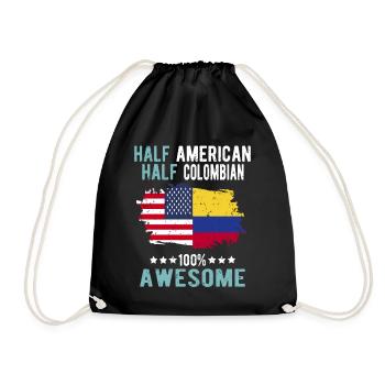 Half American Half Colombian - Drawstring Bag - black - Front