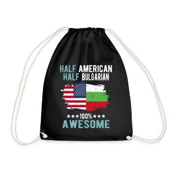 Half American Half Bulgarian - Drawstring Bag - black - Front