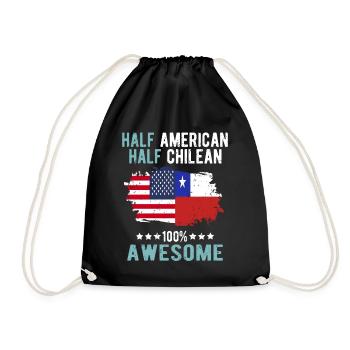 Half American Half Chilean - Drawstring Bag - black - Front