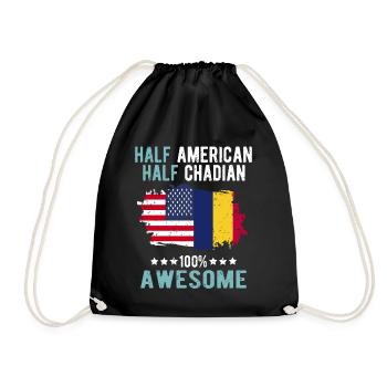 Half American Half Chadian - Drawstring Bag - black - Front