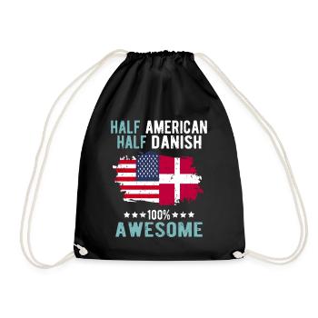 Half American Half Dane - Drawstring Bag - black - Front