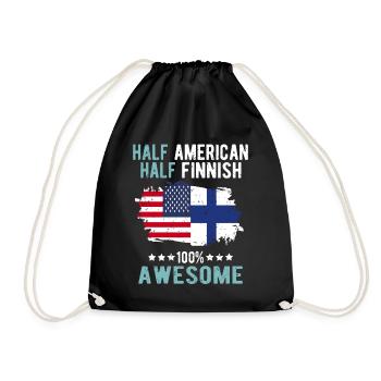 Half American Half Finn - Drawstring Bag - black - Front
