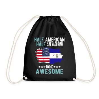 Half American Half Salvadoran - Drawstring Bag - black - Front
