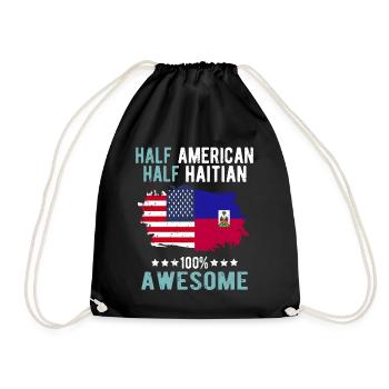 Half American, half Haitian - Drawstring Bag - black - Front