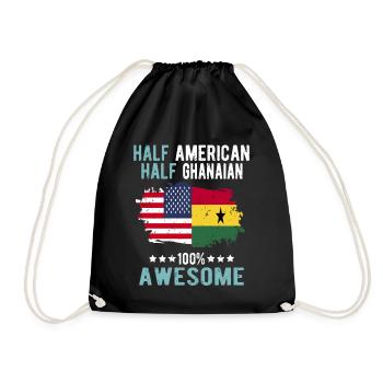 Halb Amerikaner Halb Ghanese - Turnbeutel - Schwarz - Vorne