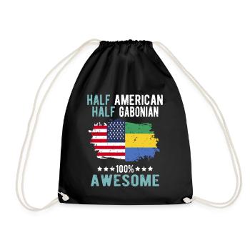 Half American Half Gabonese - Drawstring Bag - black - Front