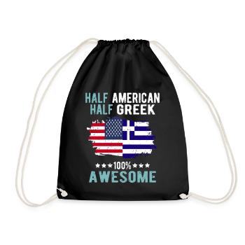 Half American Half Greek - Drawstring Bag - black - Front