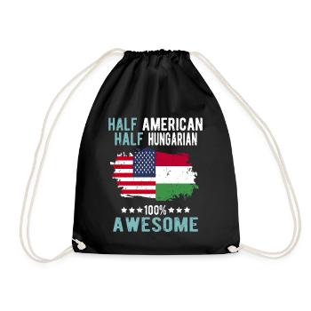 Halb Amerikaner Halb Ungar - Turnbeutel - Schwarz - Vorne