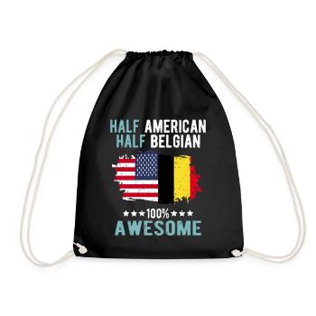 Halb Amerikaner Halb Belgier - Turnbeutel - Schwarz - Vorne
