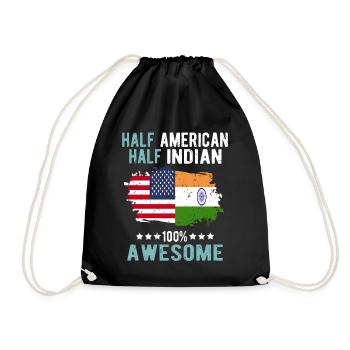Half American, half Indian - Drawstring Bag - black - Front