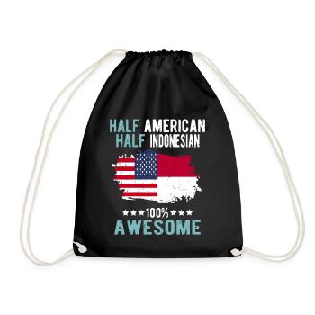Half American Half Indonesian - Drawstring Bag - black - Front
