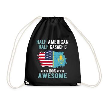 Half American Half Kazakh - Drawstring Bag - black - Front