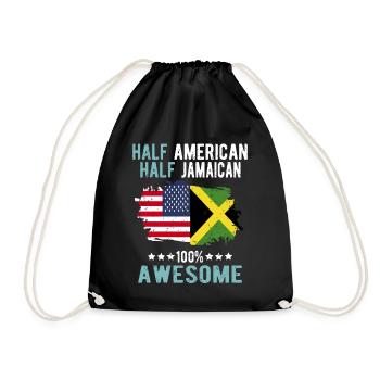 Halb Amerikaner Halb Jamaikaner - Turnbeutel - Schwarz - Vorne