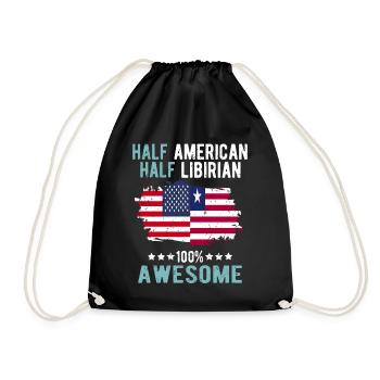 Half American Half Libyan - Drawstring Bag - black - Front