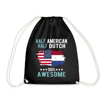 Half American Half Dutch - Drawstring Bag - black - Front