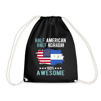Half American Half Nicaraguan - Drawstring Bag - black - Front