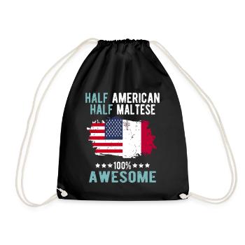 Halb Amerikaner Halb Mateser - Turnbeutel - Schwarz - Vorne