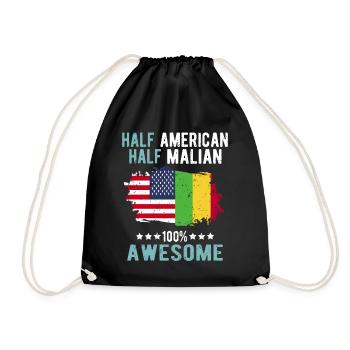 Halb Amerikaner Halb Malier - Turnbeutel - Schwarz - Vorne