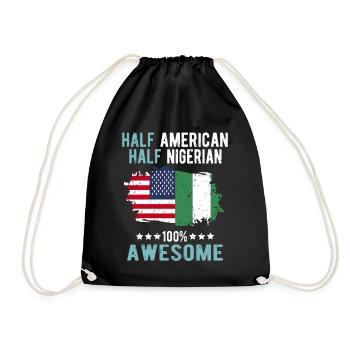 Half American Half Nigerian - Drawstring Bag - black - Front