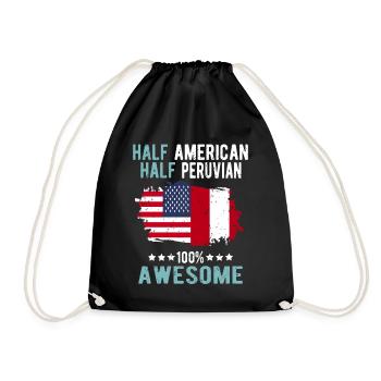 Half American Half Peruvian - Drawstring Bag - black - Front