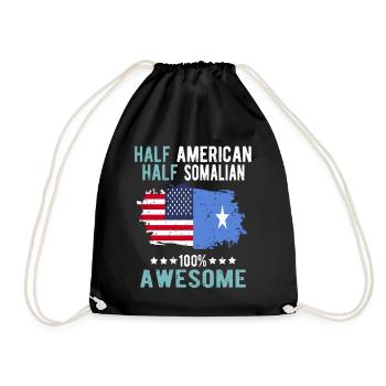 Half American Half Somali - Drawstring Bag - black - Front